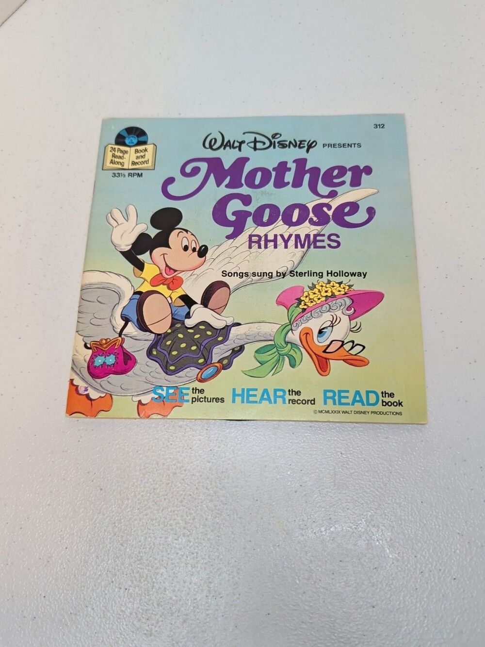 WALT DISNEY MOTHER GOOSE RHYMES See Hear Read Book + RECORD 1979 Children's kids